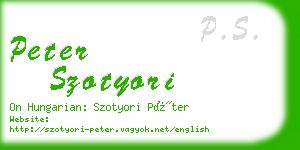 peter szotyori business card